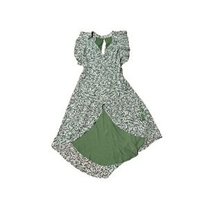 Ina Women's Size Small Green White Floral Leaf High Low Dress